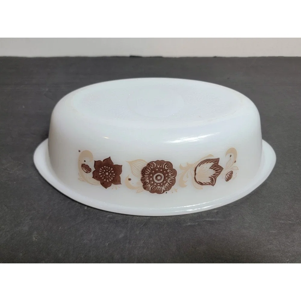 Vintage Glasbake Casserole Dish Autumn Tone Floral 1 Quart J235 No Lid
